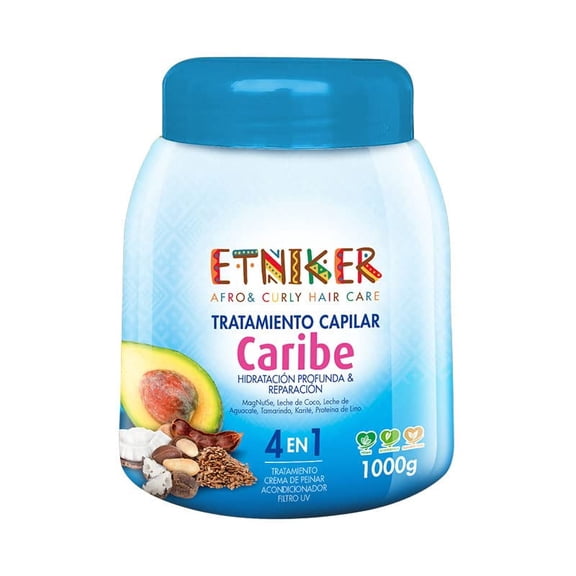 Etniker Tratamiento Capilar Caribe Hidratacion Profunda 4 en 1 L'mar | Lmar Afro and Curly Hair Care 33.8oz-1000ml