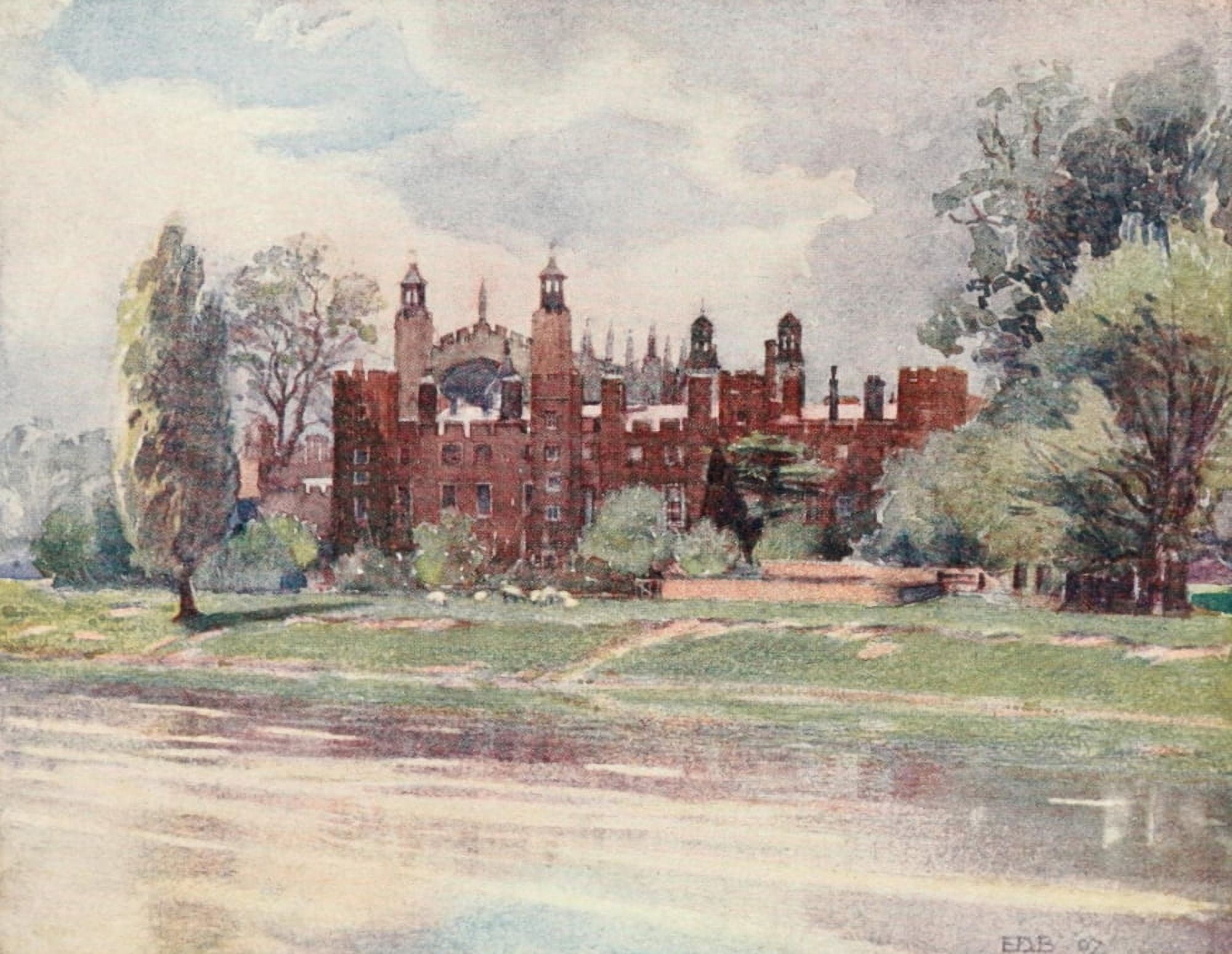 Eton 1909 College & Fellows Eyot Canvas Art - ED Brinton (18 x 24)
