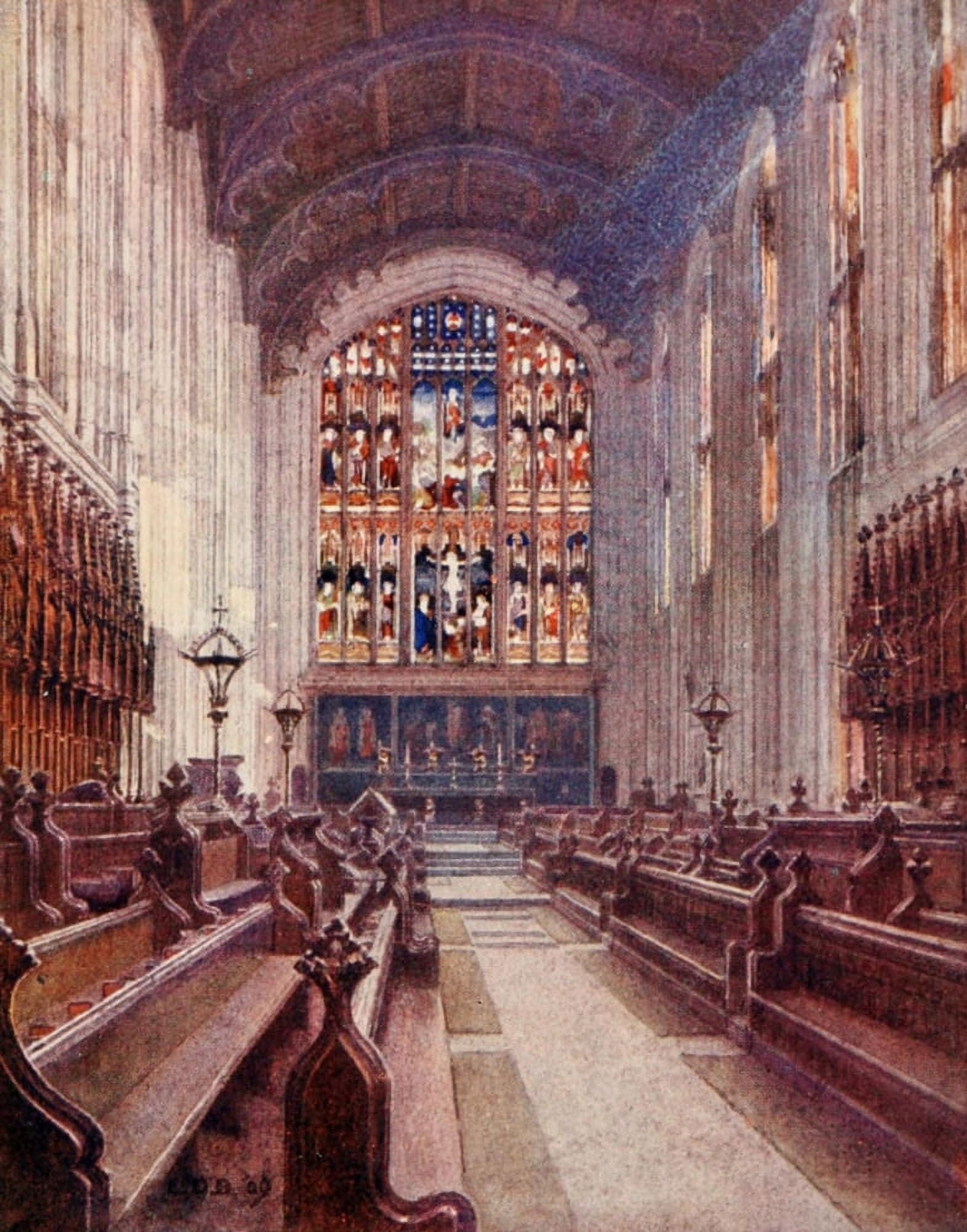 Eton 1909 Upper Chapel Canvas Art - ED Brinton (24 x 36)