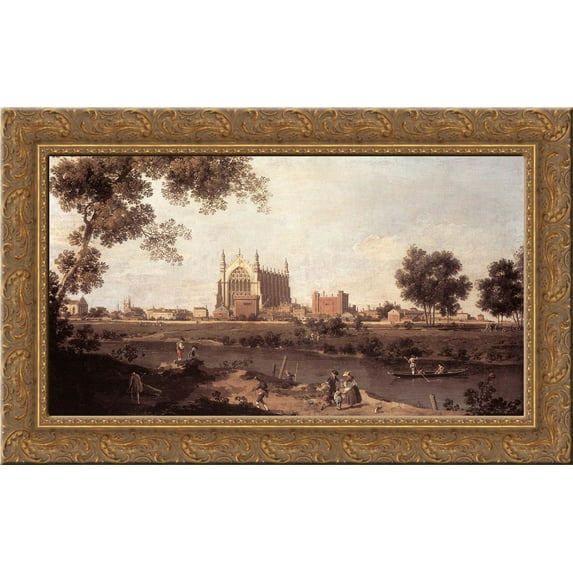 Eton College Chapel 24x16 Gold Ornate Wood Framed Canvas Art by Canaletto