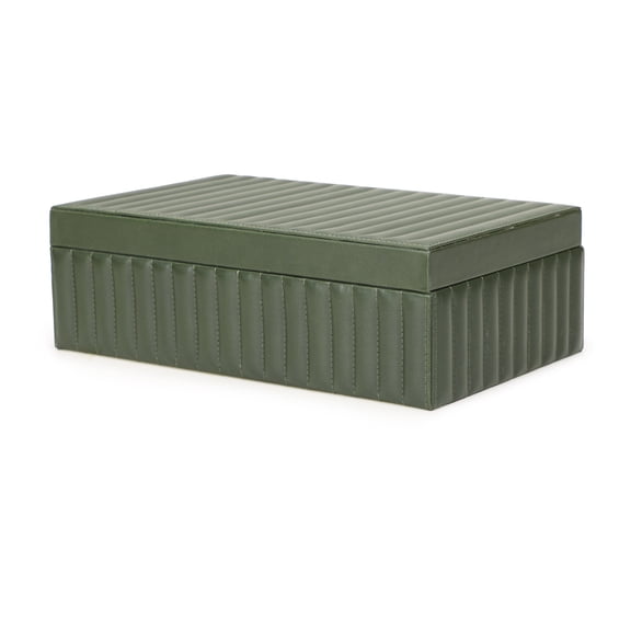 Eton Green Ribbed Vegan Leather Designer Storage Box