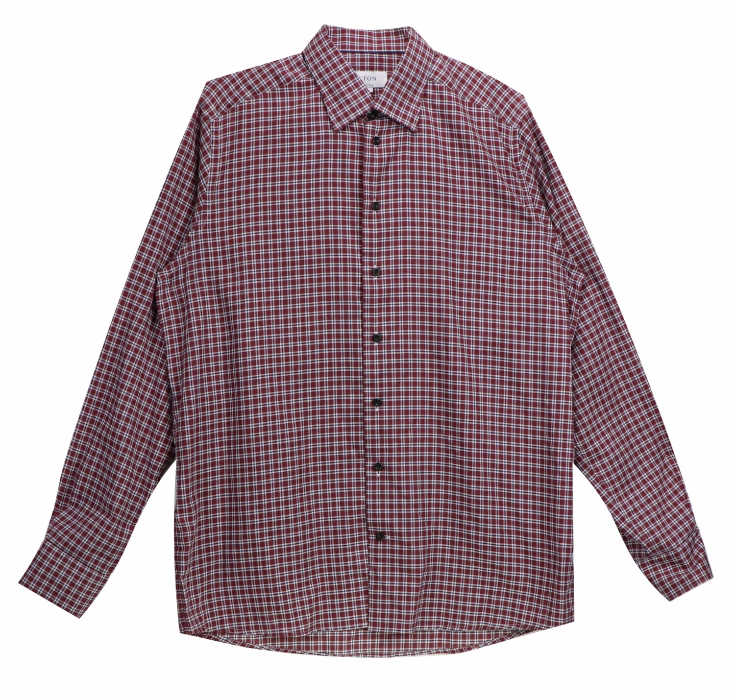 Eton Men s Red Blue White Contemporary Fit Plaid Dress Shirt
