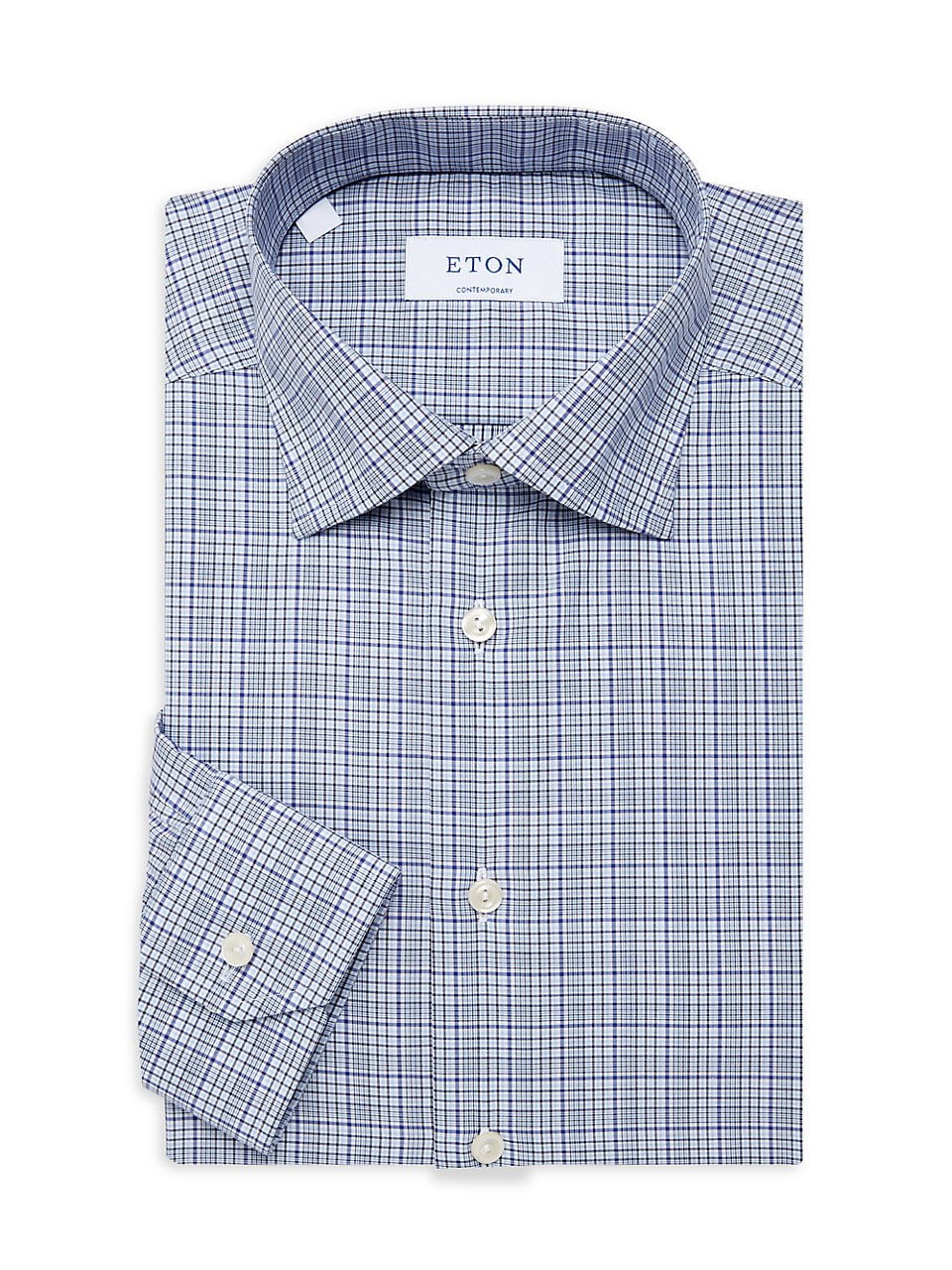 Eton NAVY Contemporary-Fit Plaid Dress Shirt, US 16 - Walmart.com