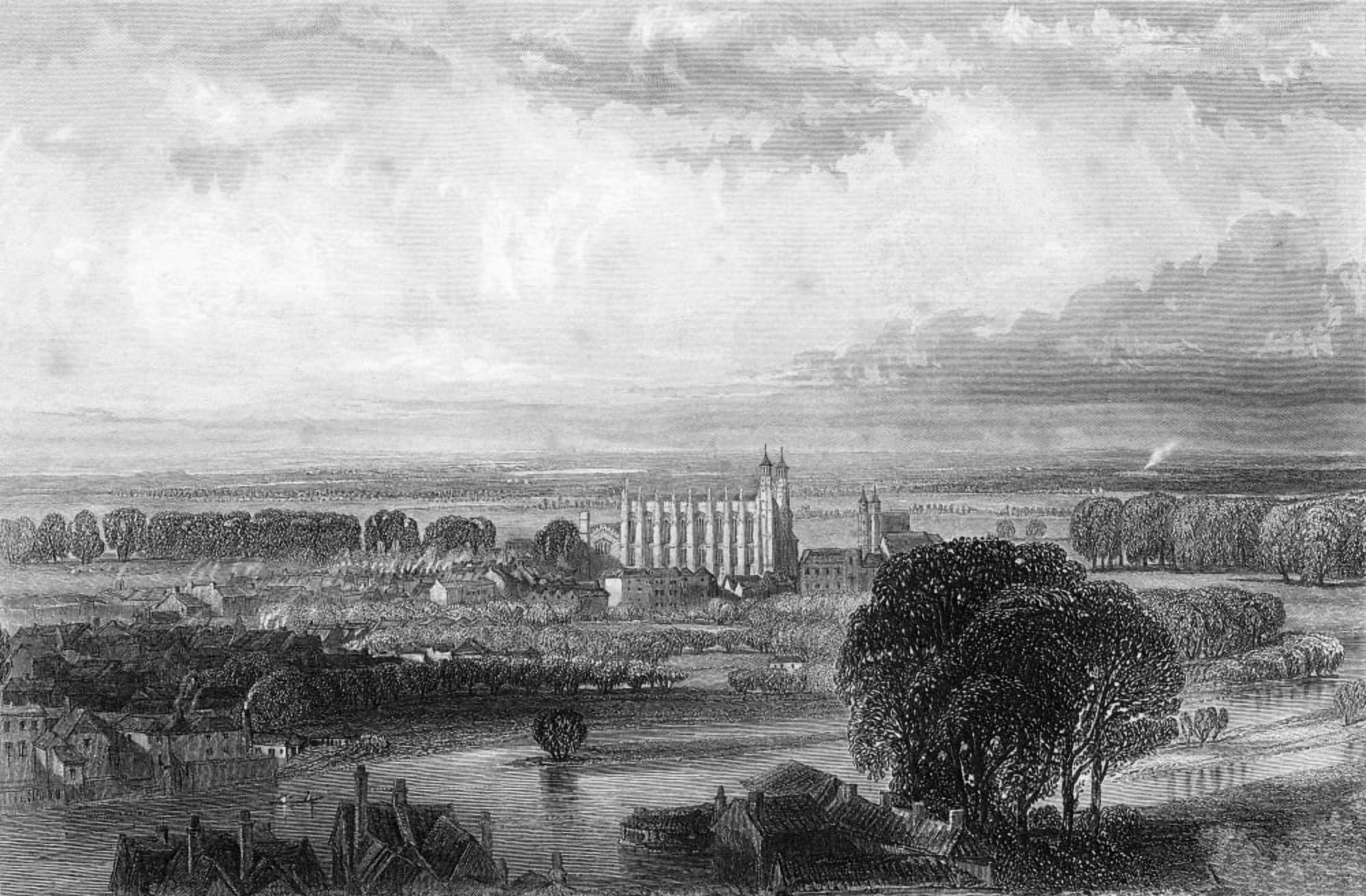 Eton Seen From Windsor Castle Terrace From Memoirs Of Eminent Etonians By Sir Edward Creasy Published London 1876 Canvas Art - Ken Welsh  Design Pics (36 x 22)