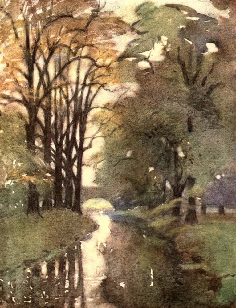 Eton Water-colours 1919 Jordan from Sheeps bridge Canvas Art - ED Brinton (18 x 24)