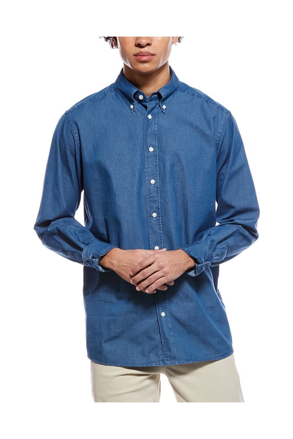 mens Contemporary Fit Denim Shirt, 46, Blue