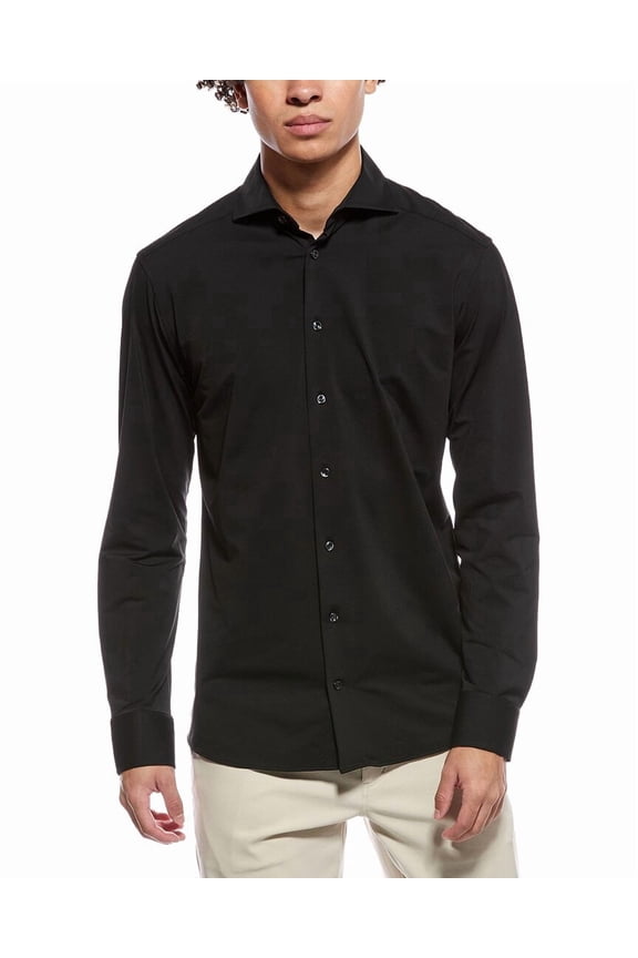mens  Four-Way Stretch Slim Fit Shirt, 41, Black