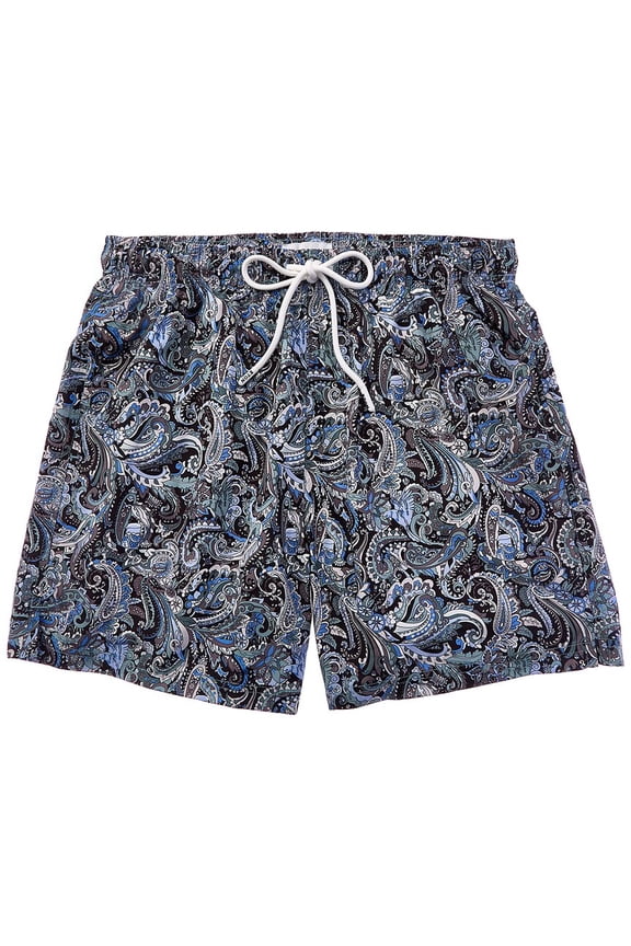 mens Paisley Swim Short, l, Blue