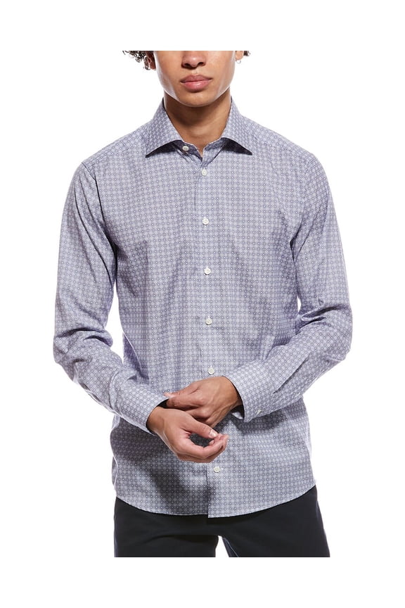 mens  Signature Poplin Slim Fit Shirt, 42, Blue