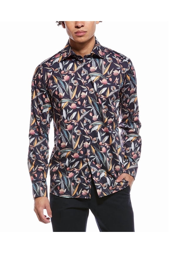 mens Slim Fit Shirt, 42, Blue