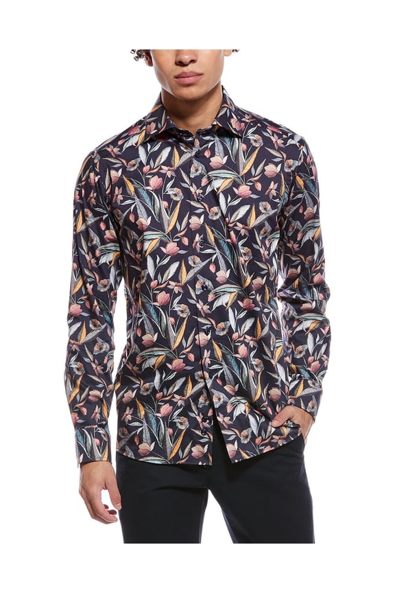 mens Slim Fit Shirt, 43, Blue