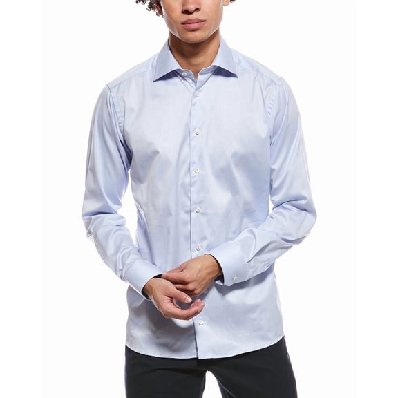 Eton mens Slim Fit Shirt, 43, Blue