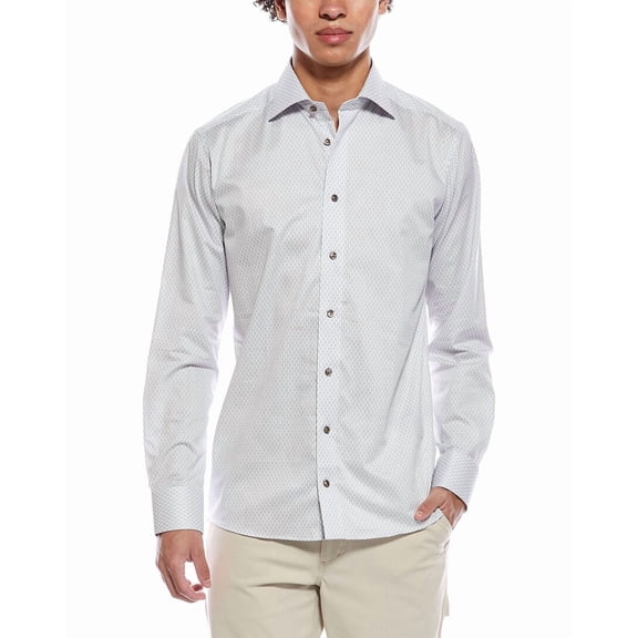 Eton mens Slim Fit Shirt, 43, Brown