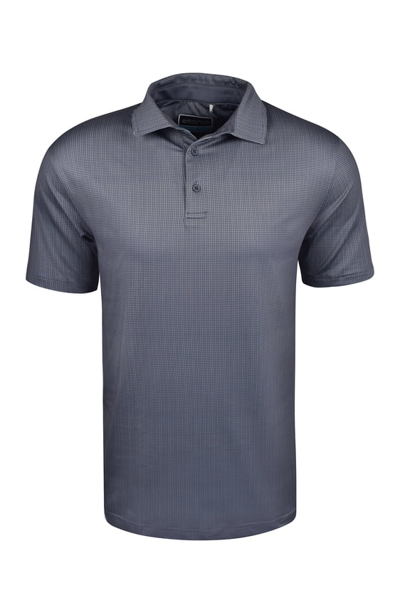 Golf Gingham Print Polo Cool Grey/Charcoal Large