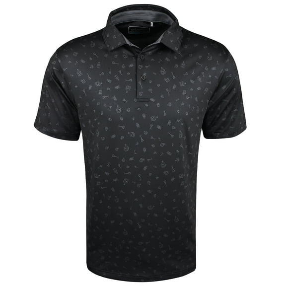 Etonic Golf Martini Glass Print Polo Black/Charcoal Medium