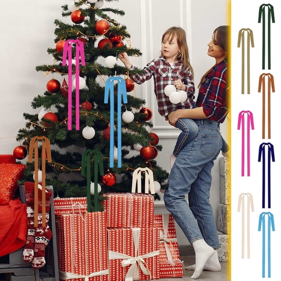 Etra Large Christmas Tree Bows 12PCS，Velvet Tree Topper Decorations15.75x23.62in,cm Festive Ornaments for Holiday Mantel & Wreath Displays