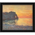 thumbnail image 1 of Etretat, Cliff of d`Aval, Sunset 32x28 Large Black Ornate Wood Framed Canvas Art by Claude Monet, 1 of 2