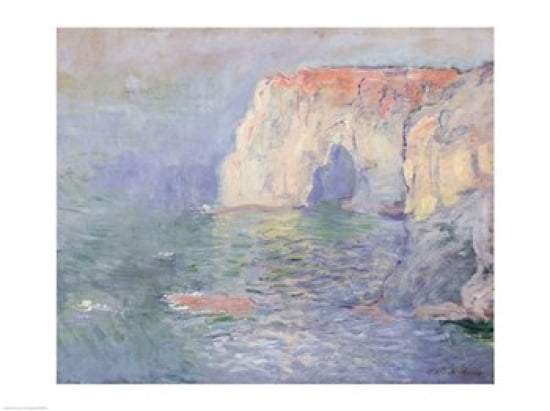 Etretat Le Manneport reflections on the water 1885 Canvas Art - Claude Monet (36 x 24)