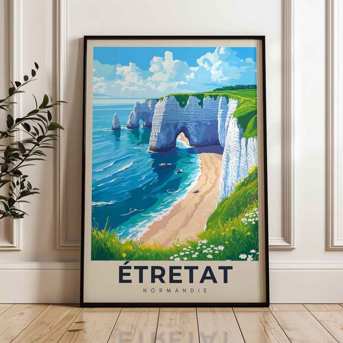 Etretat Travel Poster - France Wall Art Print, Channel Coastal ...