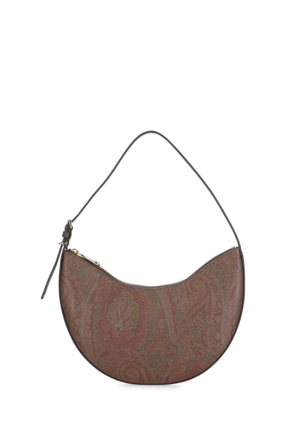 Women's Crescent-Shaped Brown Paisley Jacquard Etro Handbag Brown
