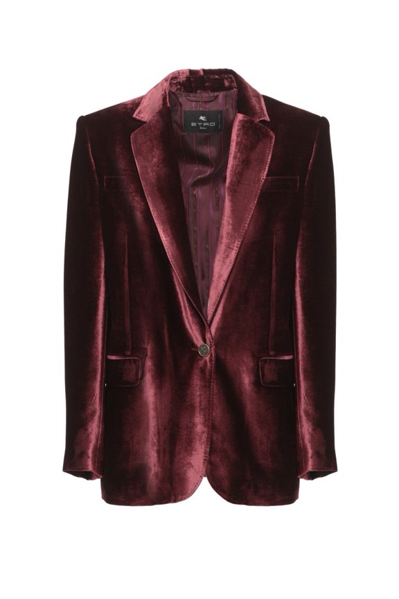 Bordeaux Pegaso Buttons Velvet Blazer (Women's)