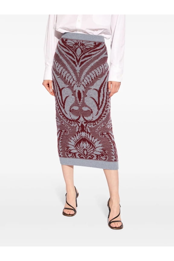 GREY Women's Intarsia-Knit Wool Skirt, US 36