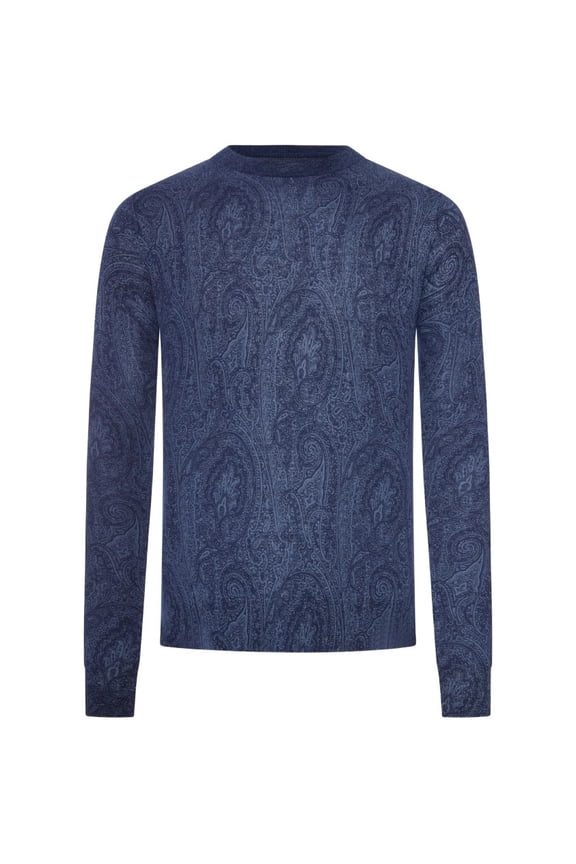 Knitted Long-Sleeve Top With Subtle Paisley Pattern (Men's)