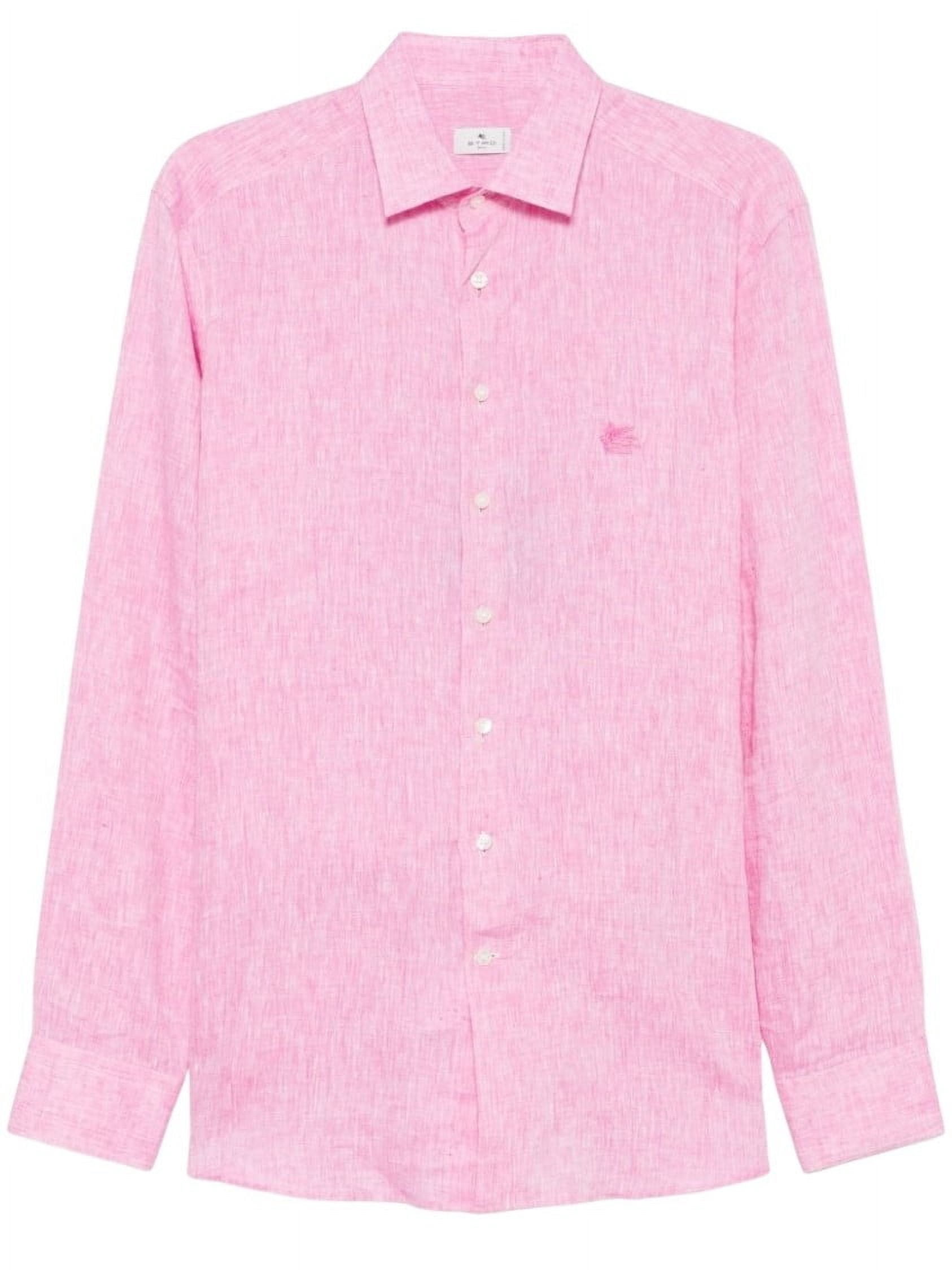 linen light pink mens button shirt ...L