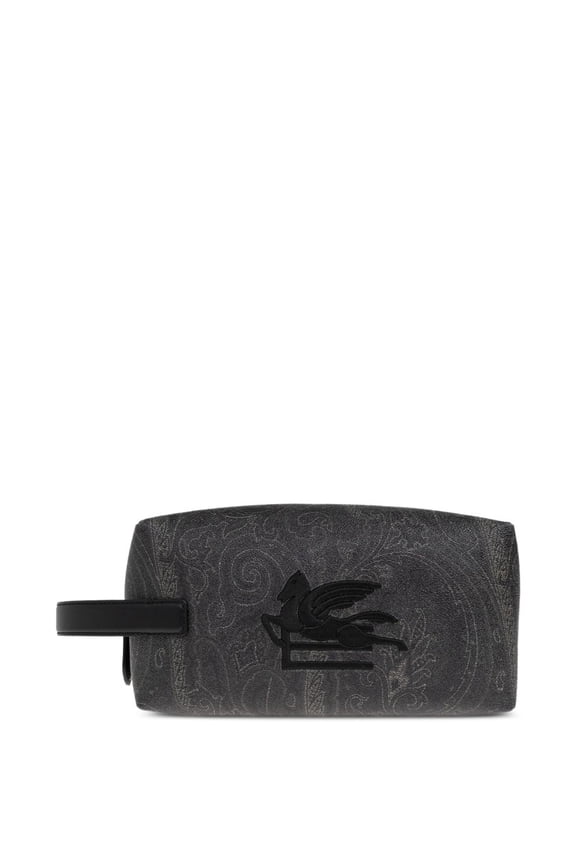 Men's Rectangular Black Paisley 25X12x12 Side-Handle Pouch Black
