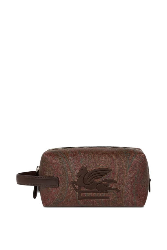 Men's Rectangular Brown Paisley 19,5X10x8 Wristlet Pouch Brown