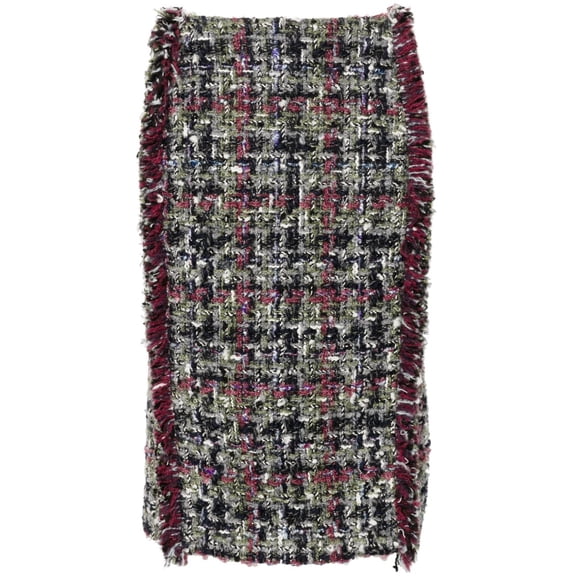 Etro Multicolor Knee-Length Textured Wool Tweed Skirt (Women's)
