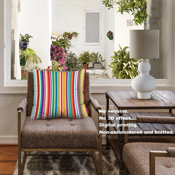Etro Multicolor Stripes Throw Pillow Covers, Colorful Stripes Bright Stylish Cushion Cover Digital Blended Hidden Zipperl Decorative Pillowcases for Hair Skin Square 2 Pcs