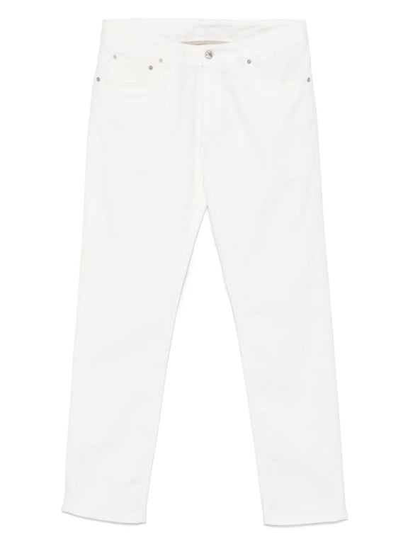 White Straight Jeans With Subtle Detailing (Men's)