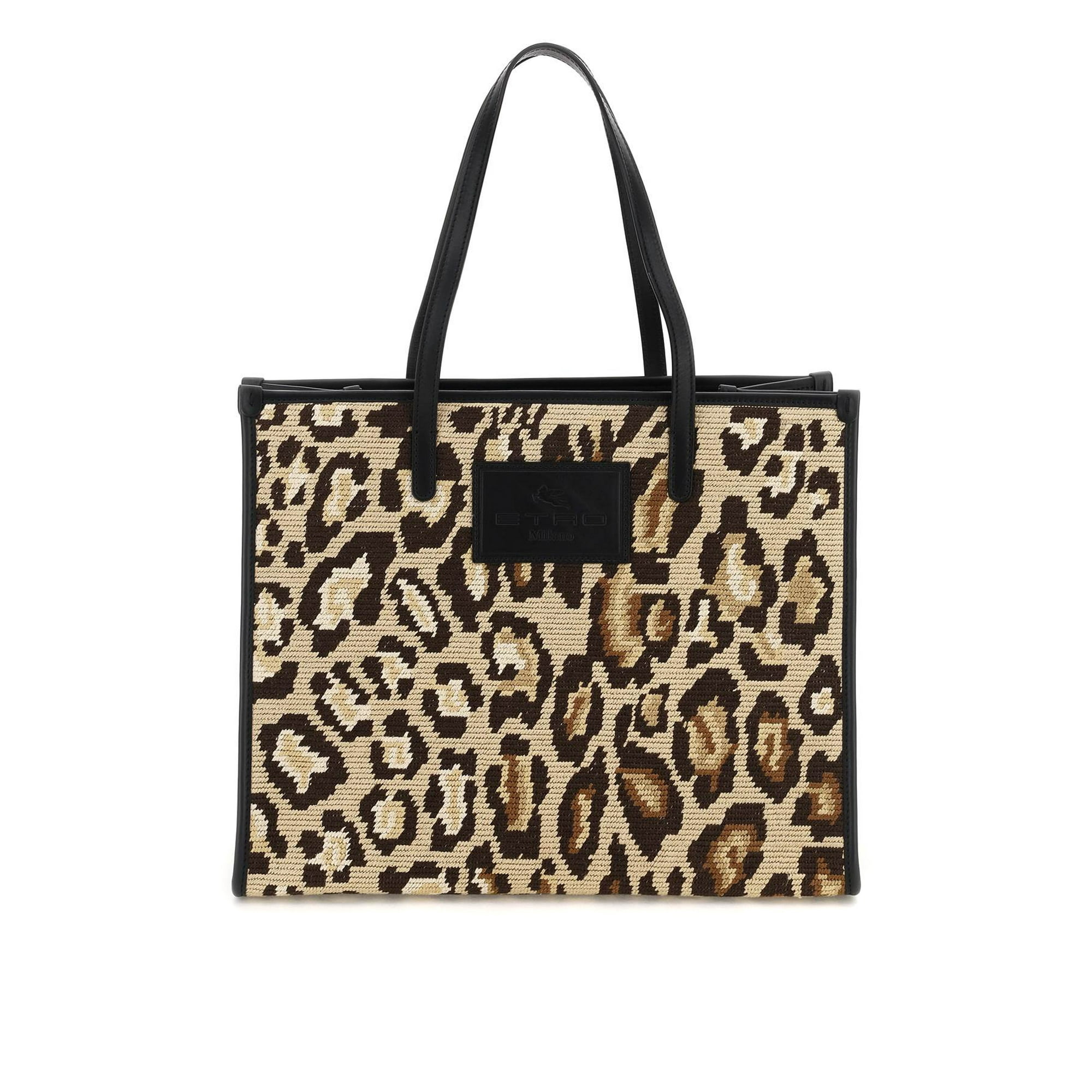 embroidered leather tote bag, ETRO