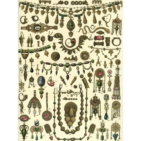 Etruscan Jewelry. From Enciclopedia Ilustrada Segui Published C. 1900 by Ken Welsh / Design Pics