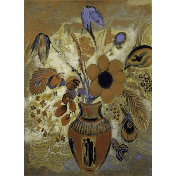 Etruscan Vase With Flowers Fine Art (18 x 24)