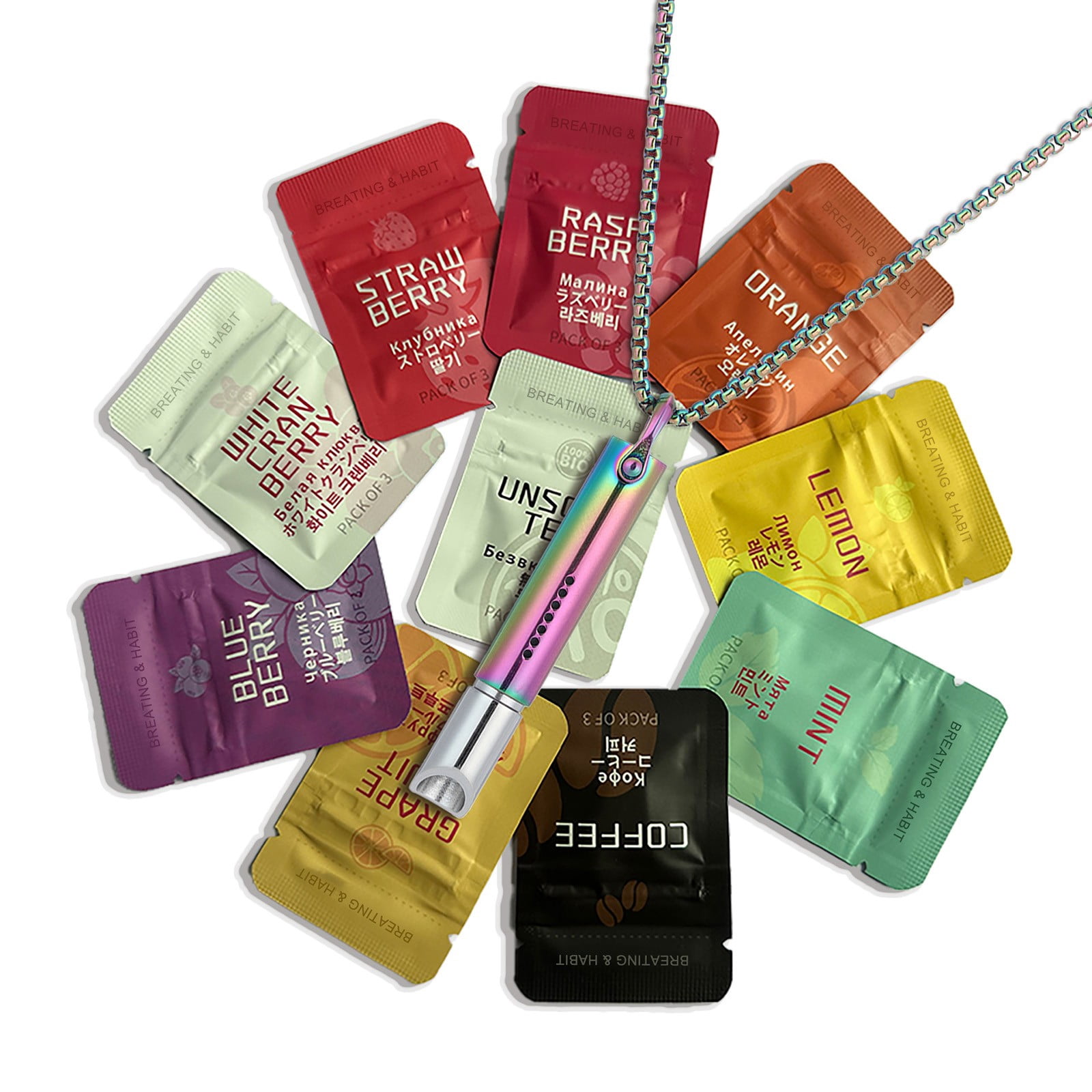 Breathing Necklace With Resistance - 4 Flavored Filter Packs, Stainless  Steel Meditation Necklace For Stress Relief Silver Stainless Steel  Breathing Jewelry