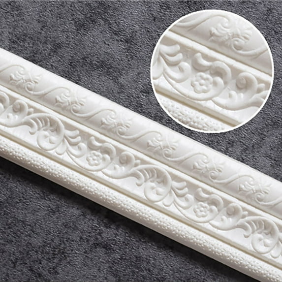 Etsjal Wall Trim Line Skirting Border 3D Pattern Sticker Decorative Self Adhesive Waterproof Wall Border Strip Foam Molding Trim For Home Baseboard