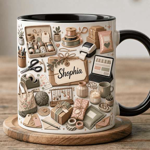 Etsy Seller Mug 2D Printed 3D Effect Personalized Small Business Maker Gift