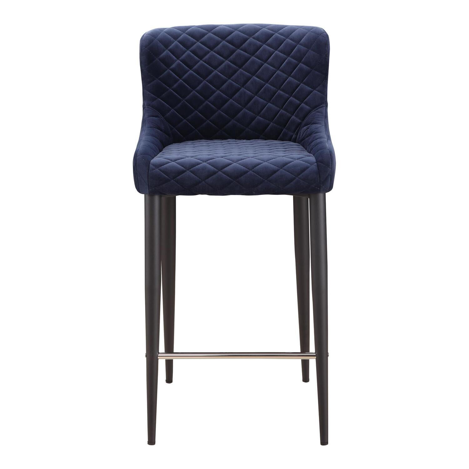 Etta 18'' Wide Dark Blue Velvet Tufted Counter Stool