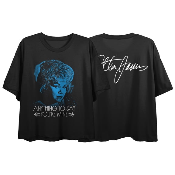 Etta James Anything to Say You're Mine Women's Black Short Sleeve Crop Tee-Small