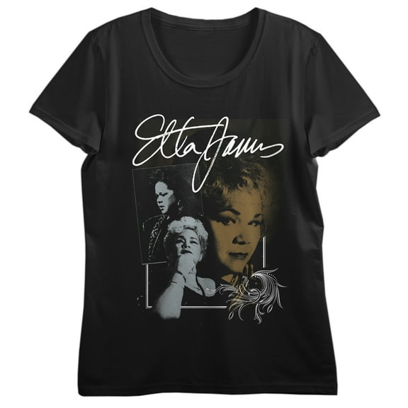 Etta James Collage Art Women's Black Short Sleeve Tee-Medium