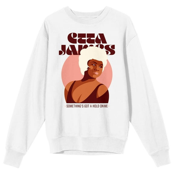 Etta James Something's Got a Hold On Me Adult White Crew Neck Sweatshirt-Medium