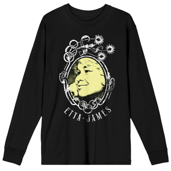 Etta James in Oval Frame Men's Black Long Sleeve Tee-S