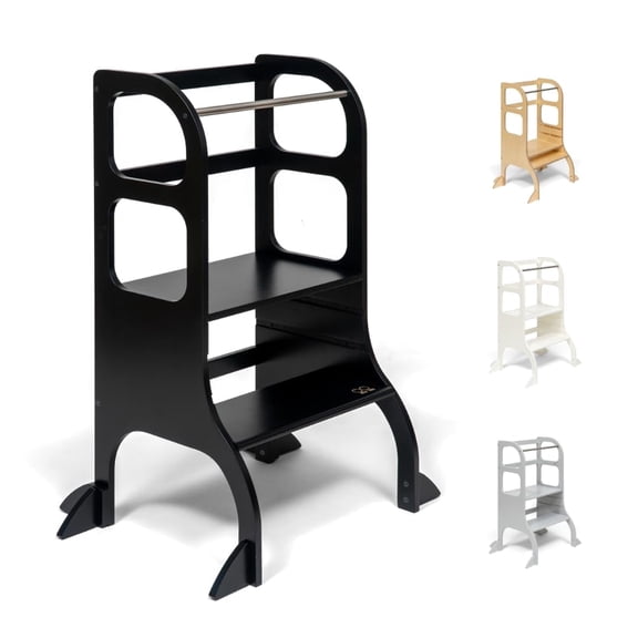 Ette Tete STEP UP • Adjustable Height Montessori Helper Tower for Toddler with support legs (black)