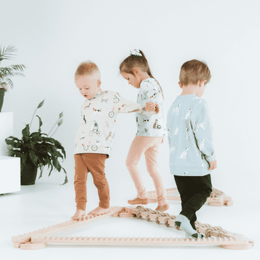 Ette Tete TipiToo Balance beam Midi set, 3 beams varnished with jute rope, 45in each