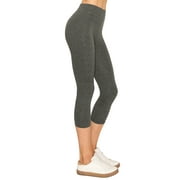 EttelLut Cotton Spandex Basic Capri Leggings Activewear Casual for Women Charcoal S