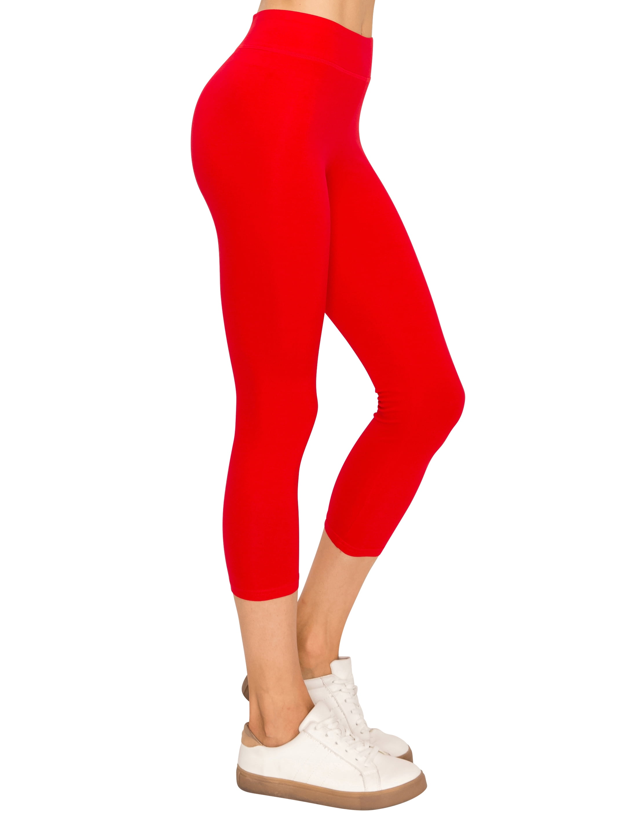 EttelLut Cotton Spandex Basic Capri Leggings Activewear Casual for ...