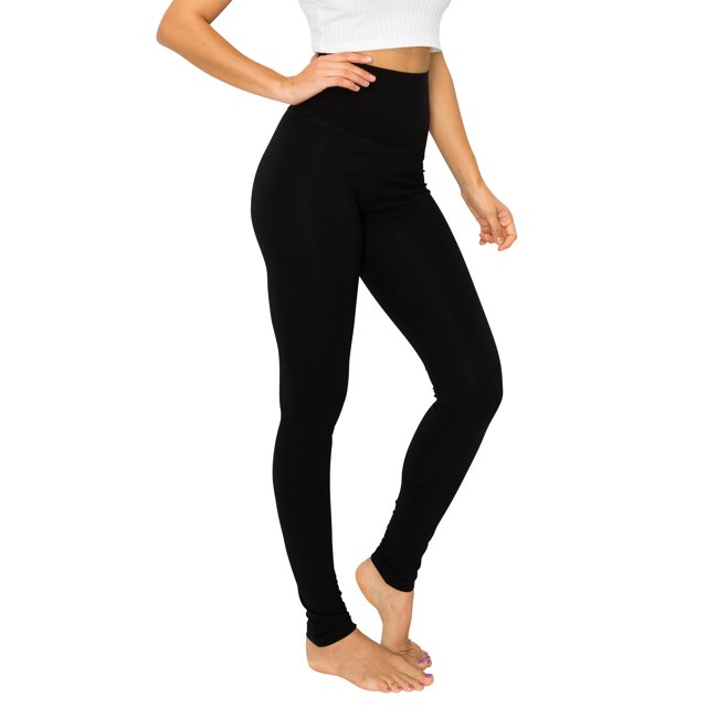 Ettellut Womens Cotton And Spandex High Waist Activewear Leggings Pants Black L 0328