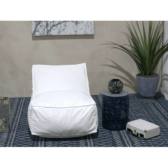 Ettie 3 Ft. White Washed Waterproof Fabric Bean Bag Chair for Living Room & Bedroom - Soft Foam Filled, Removable & Washable Cover, Modern Cozy Design, 38"x32"x32"